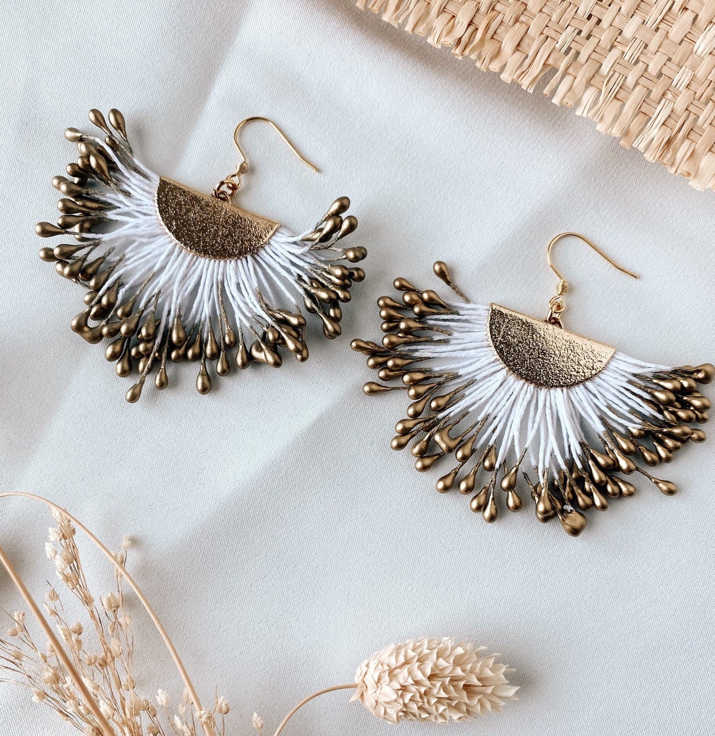 Fächer-Ohrringe im Boho Hippie Style – Brautschmuck & Statement-Accessoire für Alltag und Festival