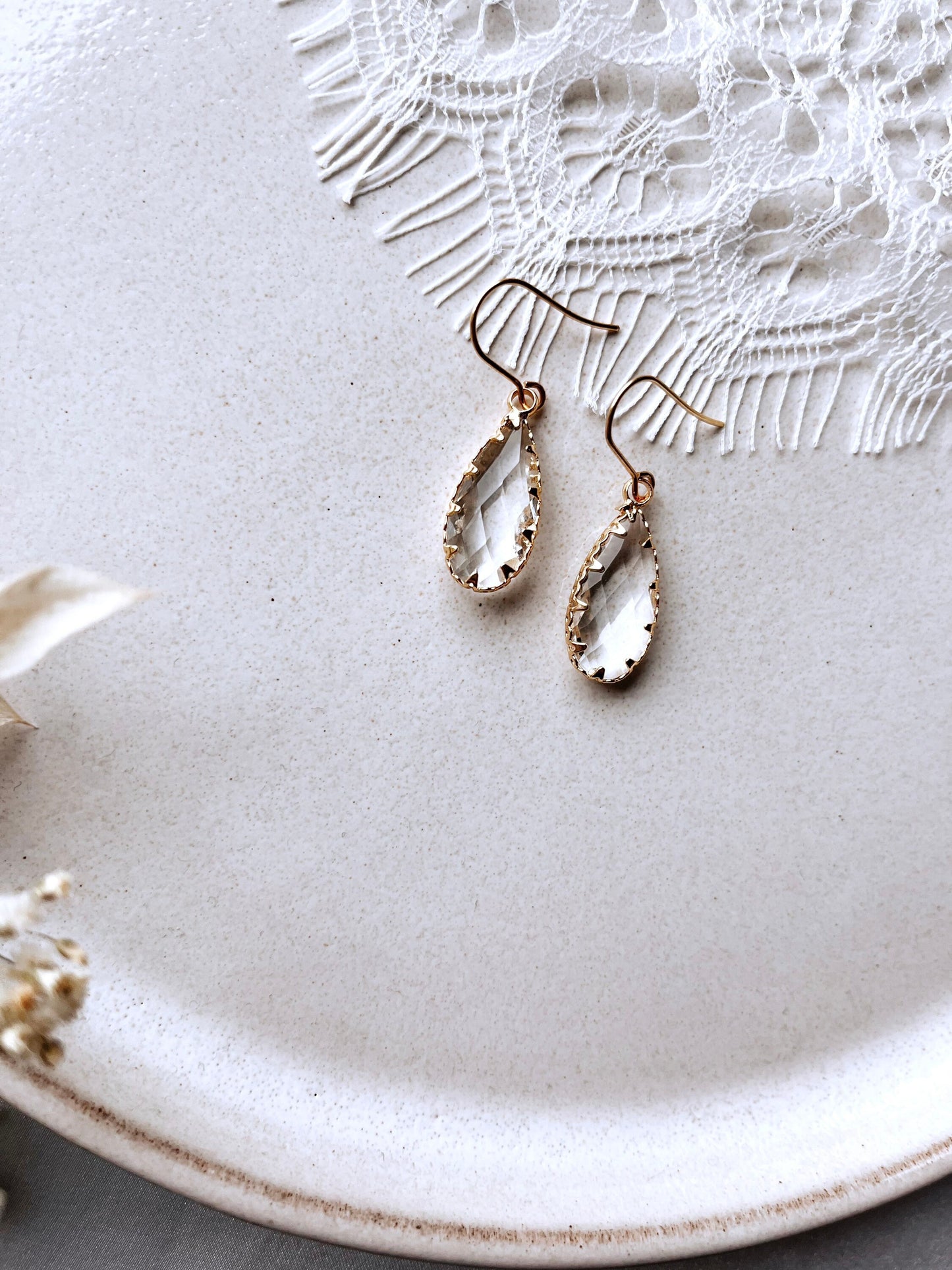 Braut Schmuckset mit Glaskristallen – Kette & Ohrringe in Gold | Hochzeitsschmuck