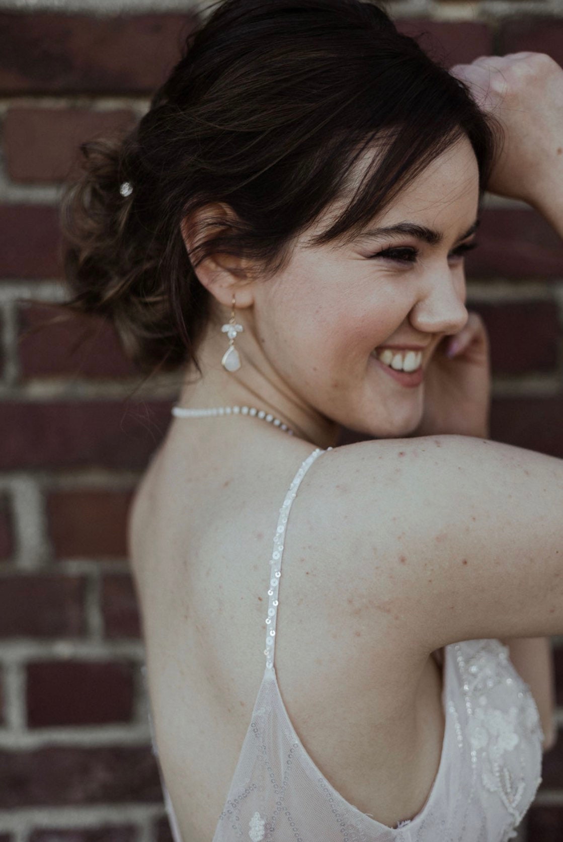Boho Braut Ohrringe Gold mit Zirkoniablume & Tropfenanhänger – Handgemachter Brautschmuck zur Hochzeit | Geschenkidee Weihnachten & Geburtstag