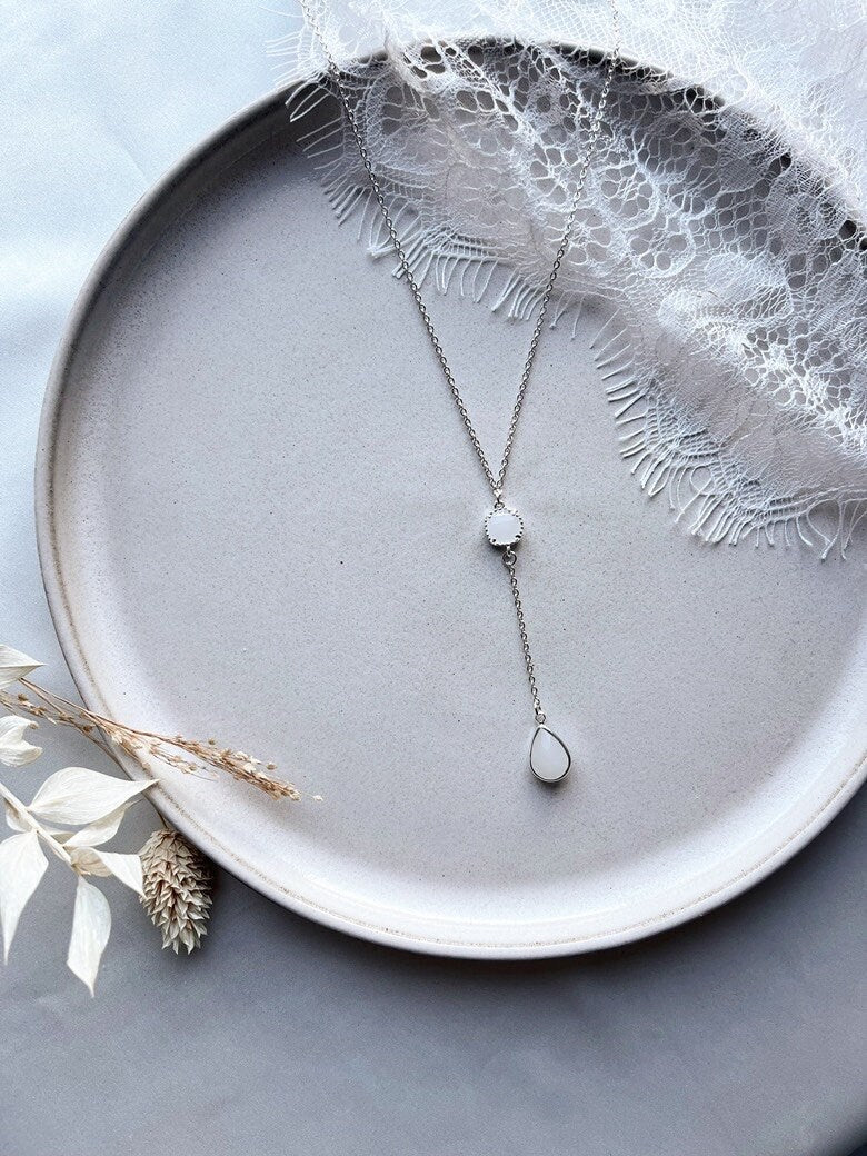 Filigranes Brautschmuck-Set in Silber – Edelstahl & geschliffenes Glas in Rauchweiß