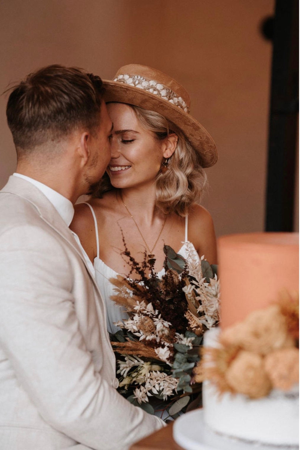 Boho Schmuck Set Braun – Handgefertigtes Schmuckset mit braunen Glaselementen | Edelstahl Kette & Ohrringe im Boho Stil