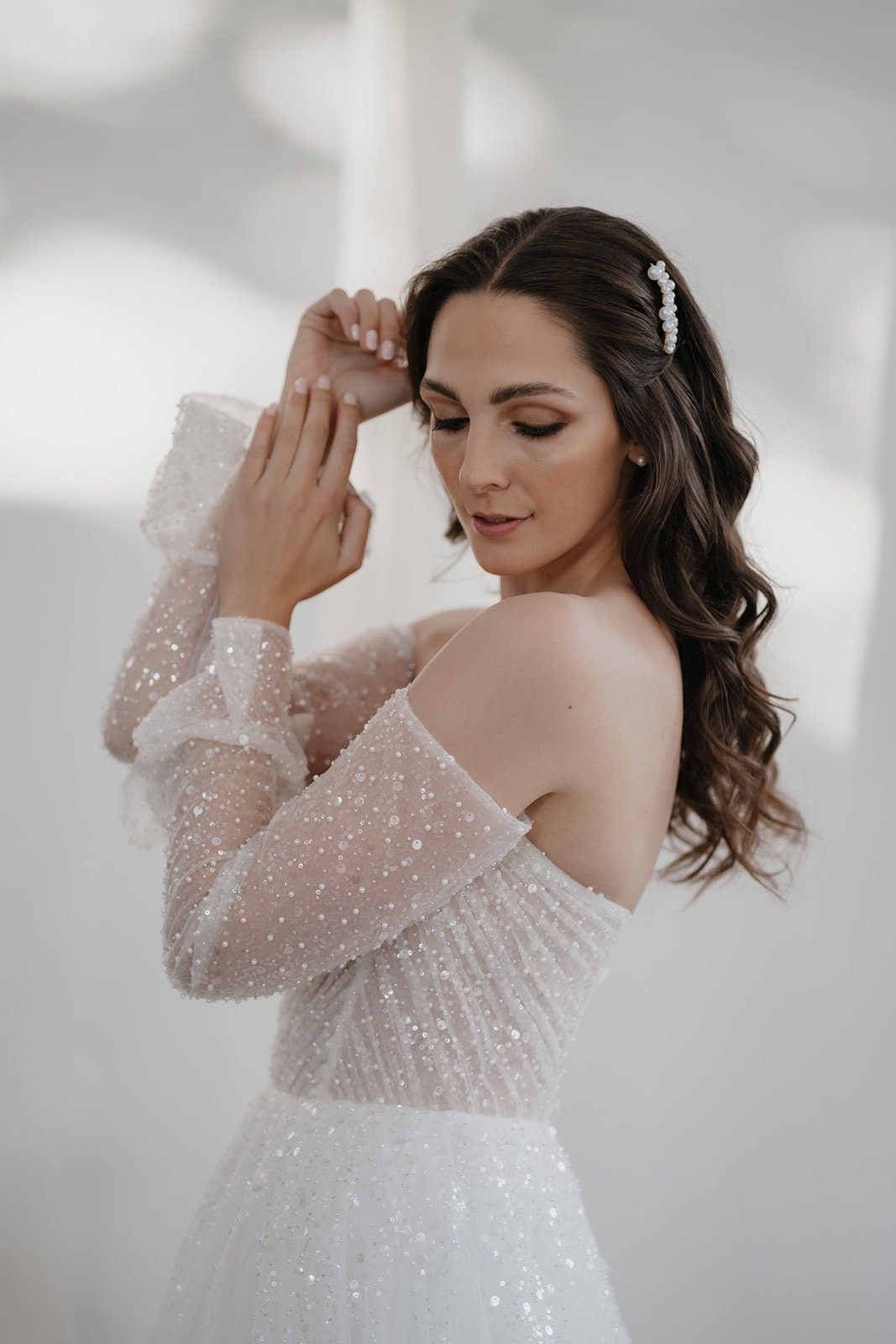 Zarter Braut Perlenhaarkamm – Haarschmuck zur Hochzeit in Gold , Roségold oder Silber | Eleganter Kamm mit Perlen für die Brautfrisur