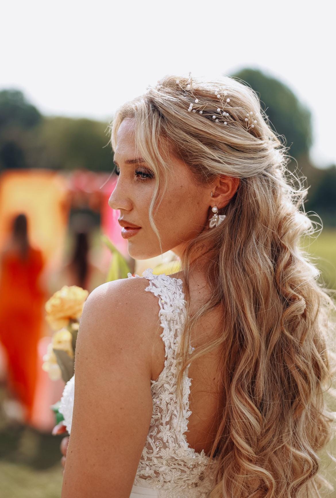 Filigraner Perlenhaardraht für die Braut – Zarter Haarschmuck in Gold oder Silber | Flexibel einarbeitbar für romantische Brautfrisuren