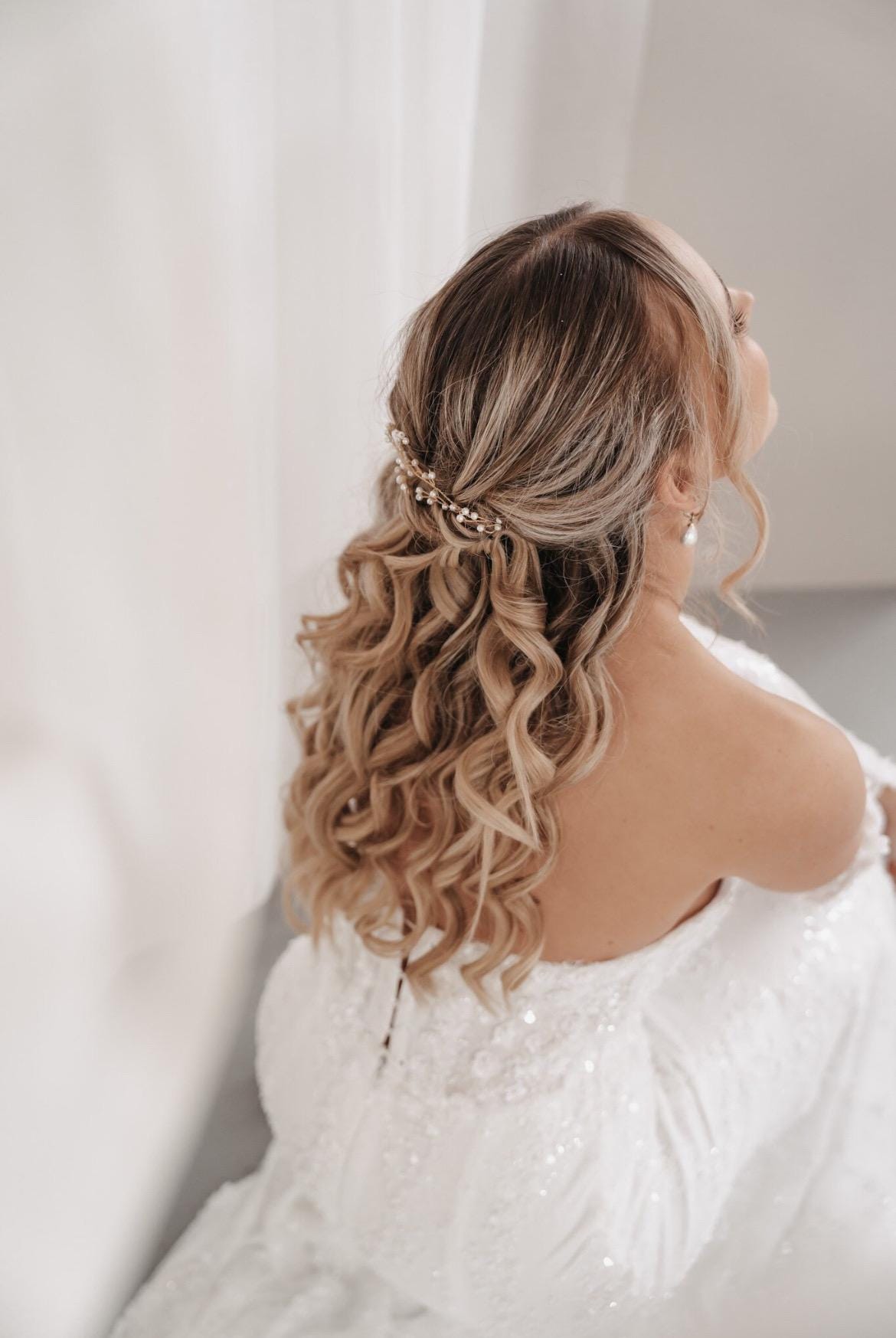 Filigraner Perlenhaardraht für die Braut – Zarter Haarschmuck in Gold oder Silber | Flexibel einarbeitbar für romantische Brautfrisuren