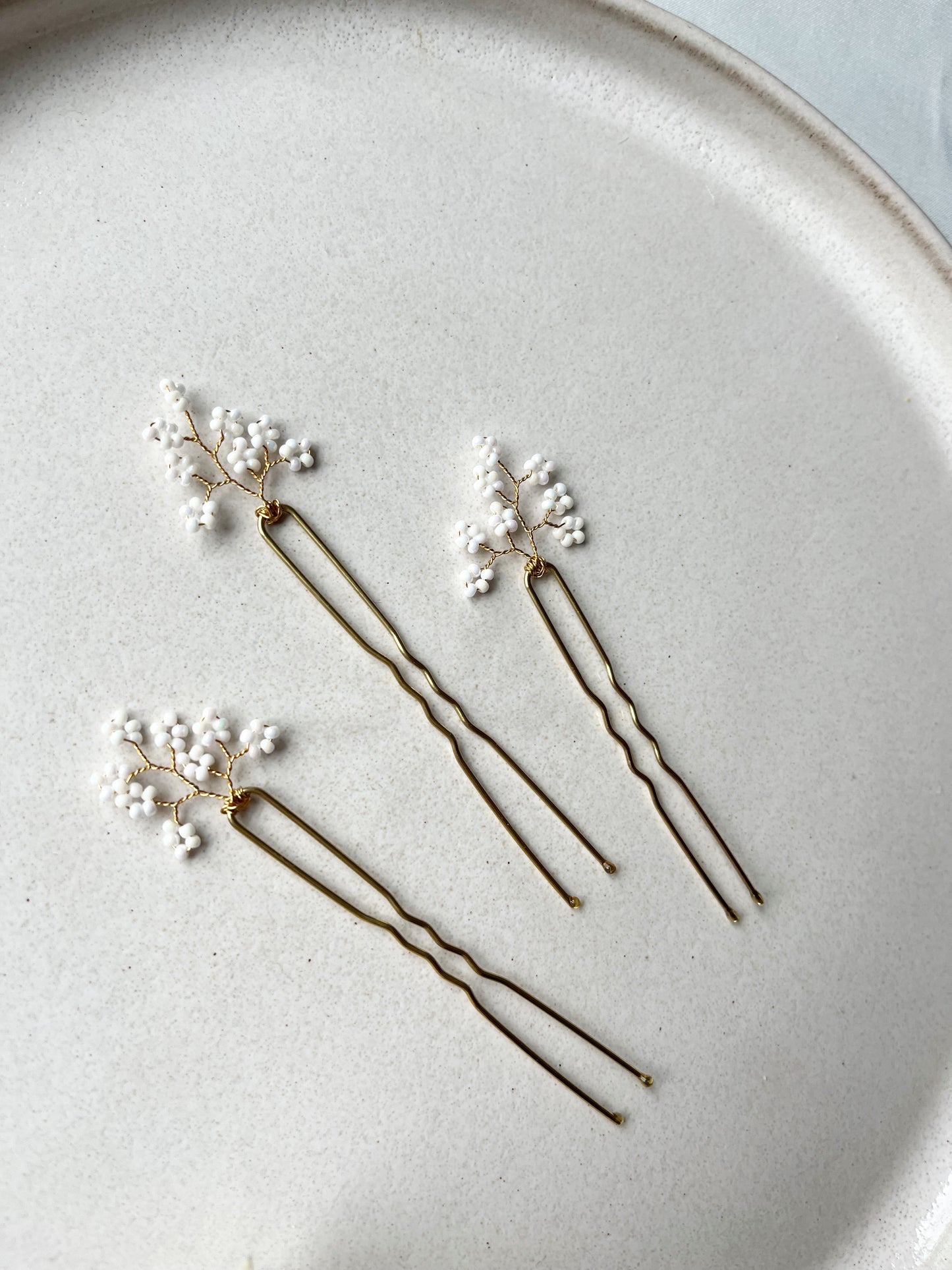 Filigranes Schmuckset Haarnadeln vergoldet – mit Perlen | 3er Set