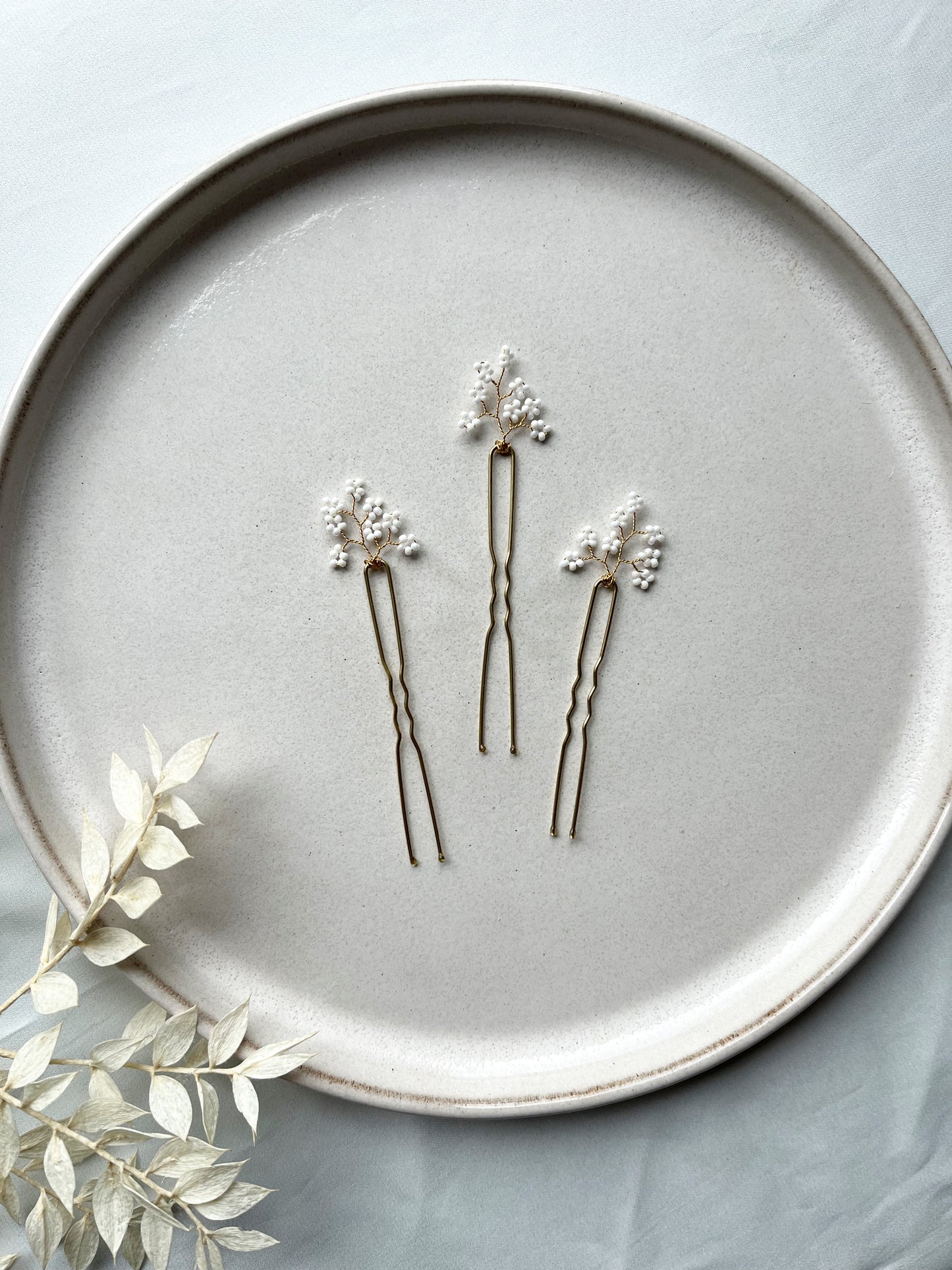 Filigranes Schmuckset Haarnadeln vergoldet – mit Perlen | 3er Set