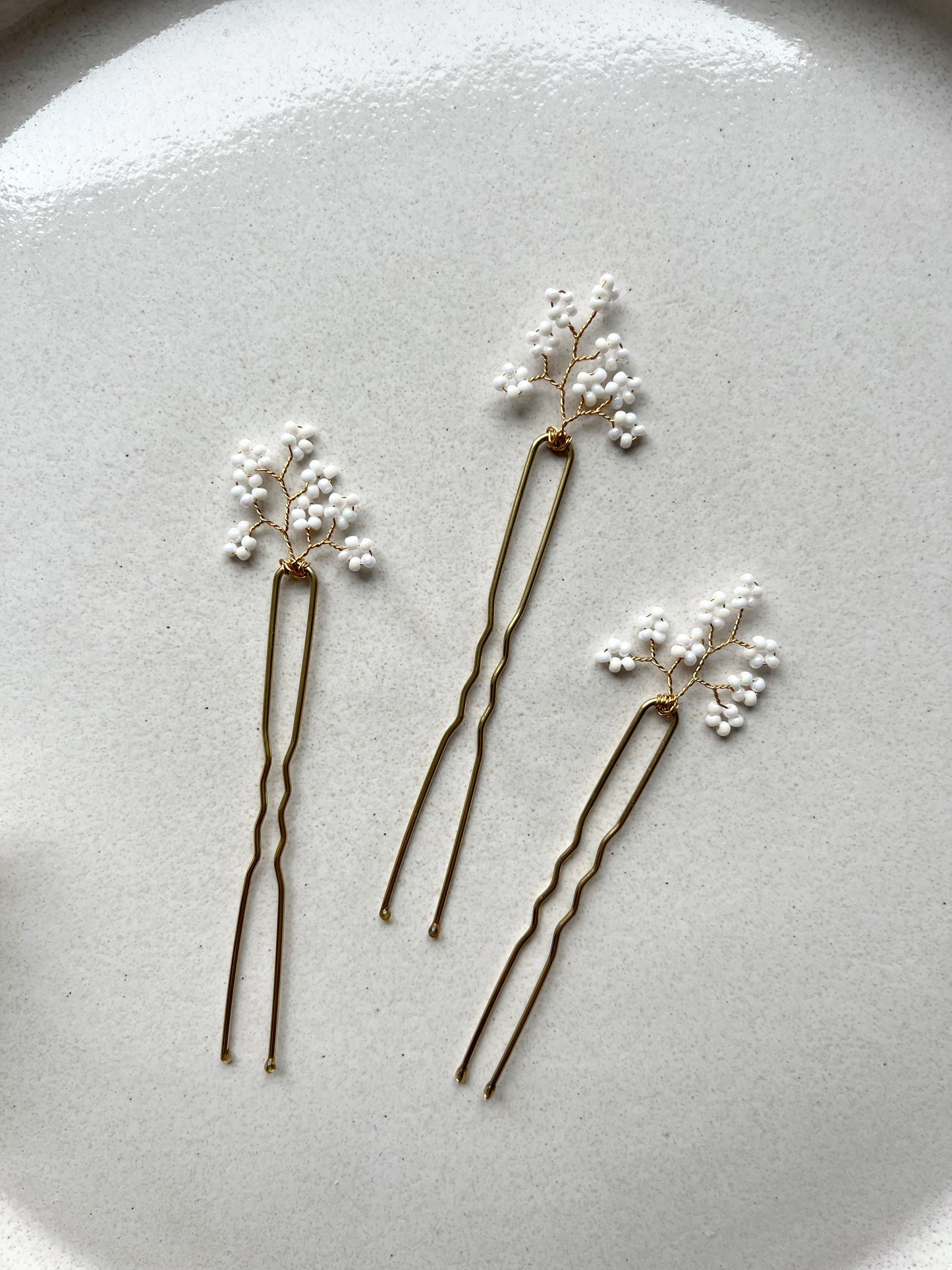 Filigranes Schmuckset Haarnadeln vergoldet – mit Perlen | 3er Set