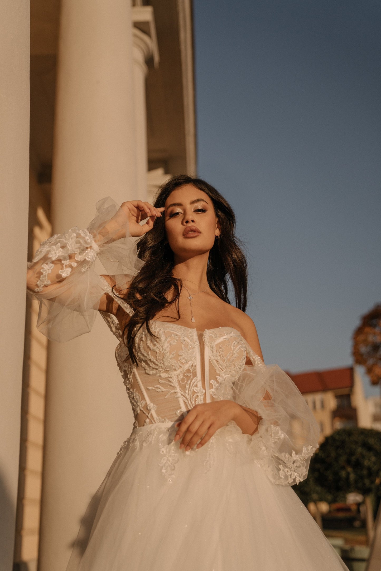 Braut Schmuckset Silber – Handgefertigtes Schmuckset mit Zirkoniafächer & Glastropfen | Edelstahl versilbert für Hochzeit & besondere Anlässe