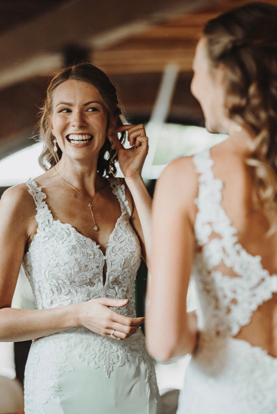 Boho Braut Ohrringe Gold mit Zirkoniablume & Tropfenanhänger – Handgemachter Brautschmuck zur Hochzeit | Geschenkidee Weihnachten & Geburtstag