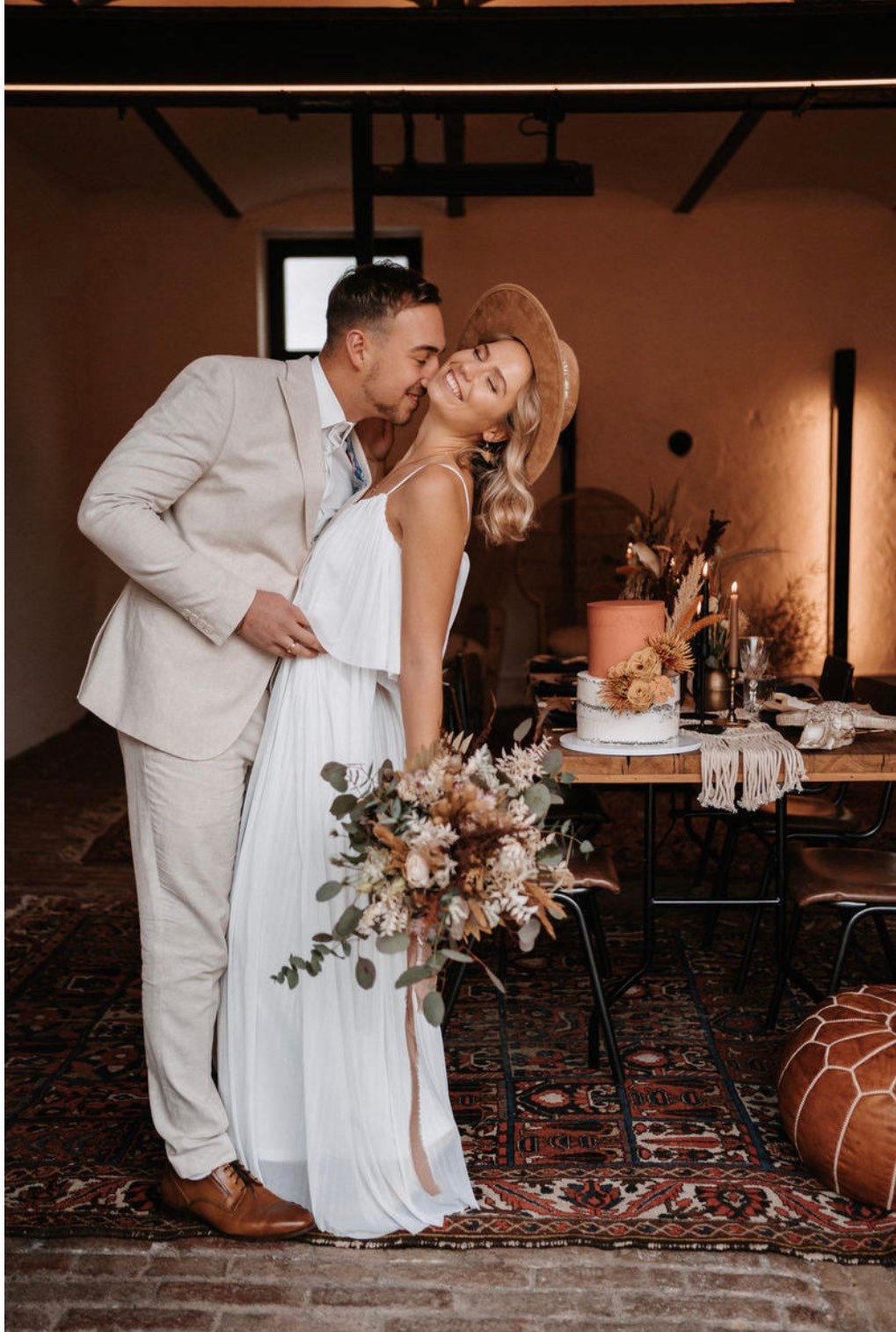 Boho Schmuck Set Braun – Handgefertigtes Schmuckset mit braunen Glaselementen | Edelstahl Kette & Ohrringe im Boho Stil