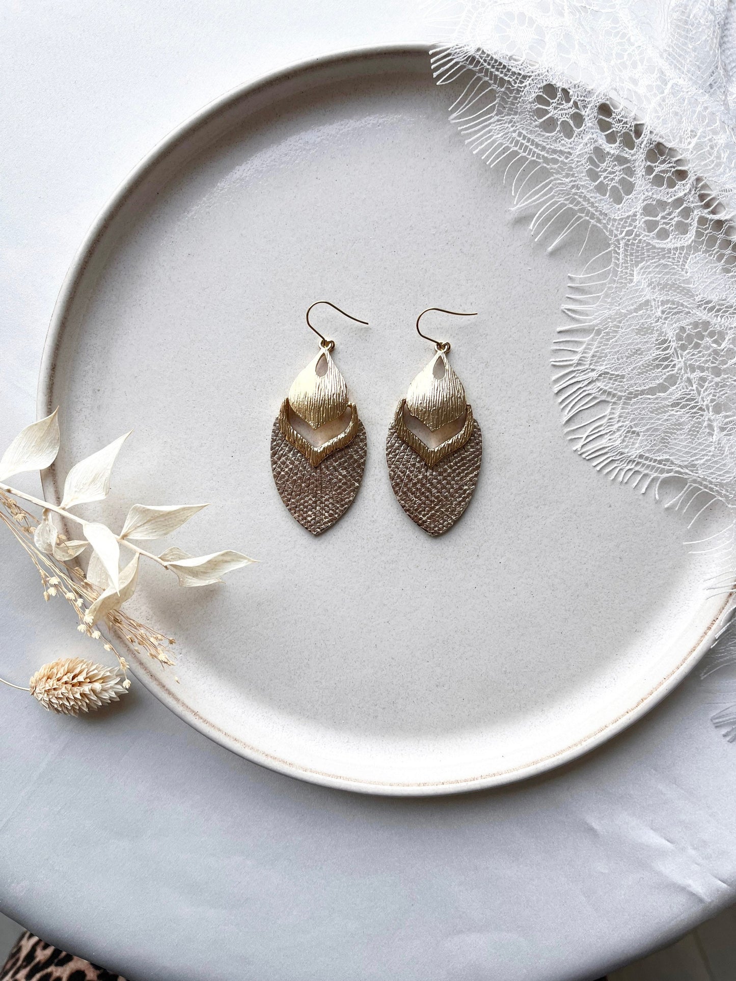 Ohrringe Boho Indianerstil Statement – Goldene Boho-Ohrringe aus Edelstahl | Handgefertigter Schmuck für Festival & Alltag