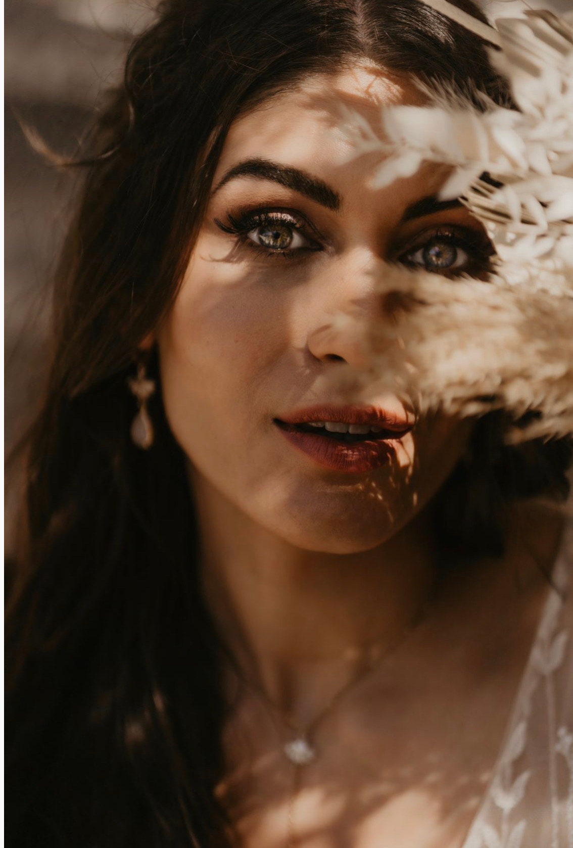 Braut Boho Ohrringe Gold – Handgefertigte Ohrringe mit Zirkoniafächer & Glastropfen | Edelstahl Creolen für Hochzeit & besondere Anlässe