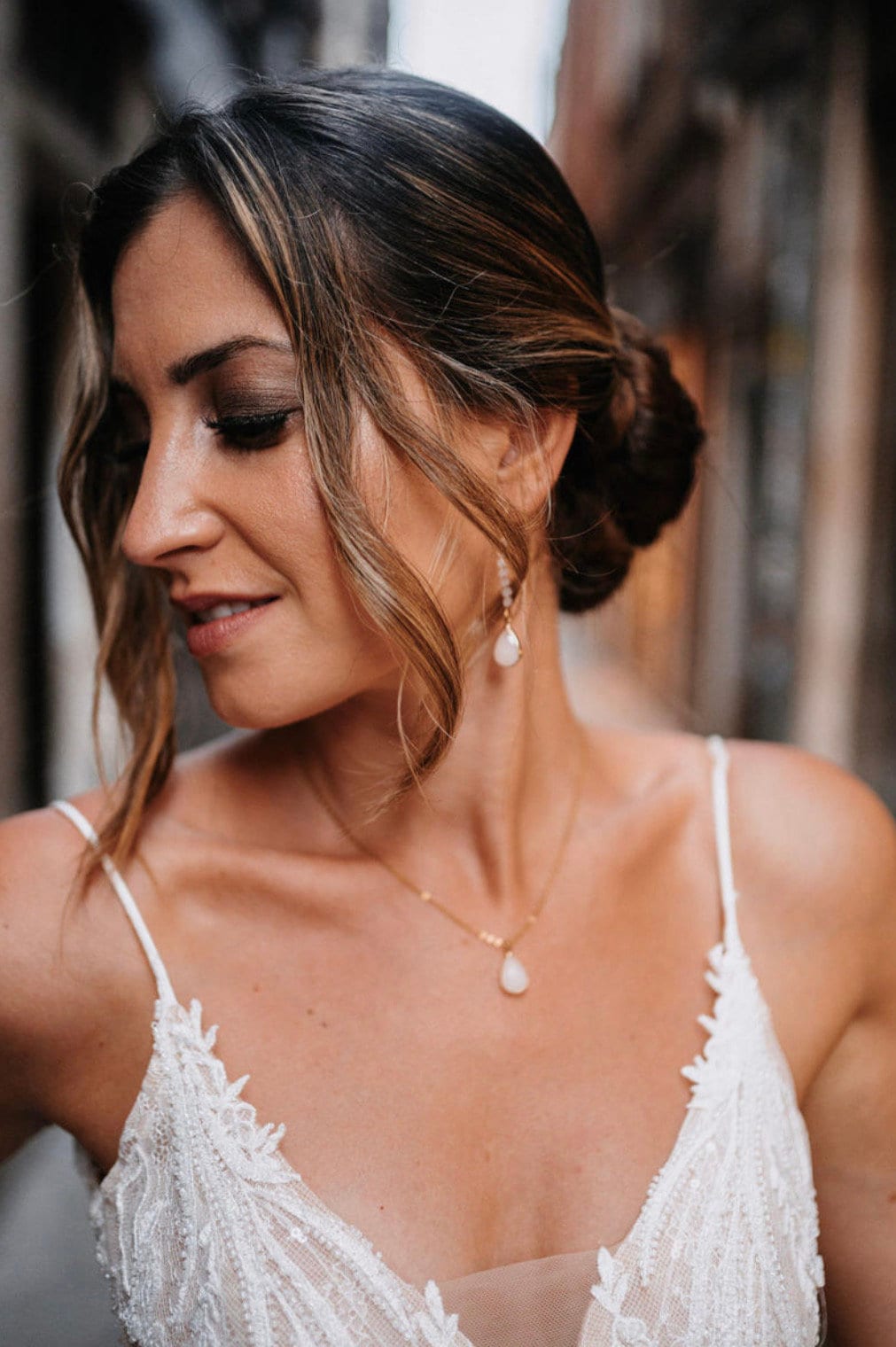 Schlichte Kette mit Tropfen Geschenk Trauzeugin – Edelstahl Halskette mit Glastropfen | In Gold, Silber oder Roségold