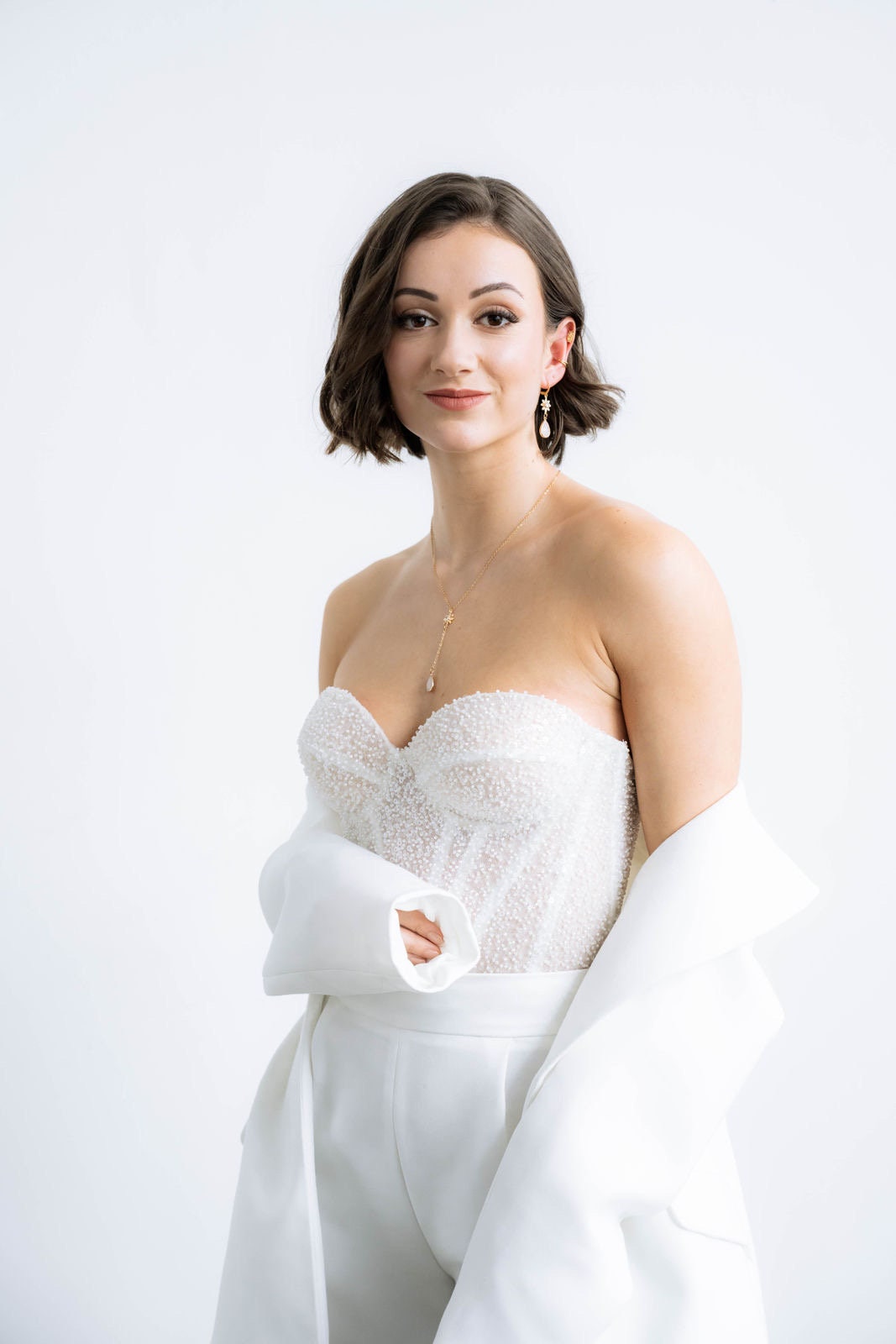 Braut Schmuckset Gold mit Blüten und Tropfen – Handgefertigtes Schmuckset aus Edelstahl mit Zirkoniablüten & Glastropfen | In Gold oder Silber erhältlich