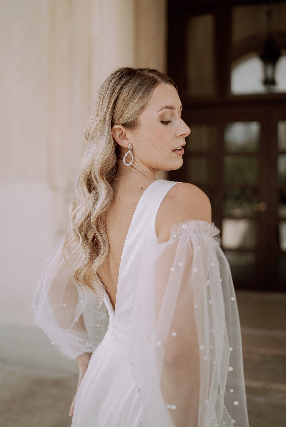 Glitzernde Brautohrringe – Tropfenohrringe mit Zirkoniasteinen & Glasstein | Edelstahl in Gold oder Silber