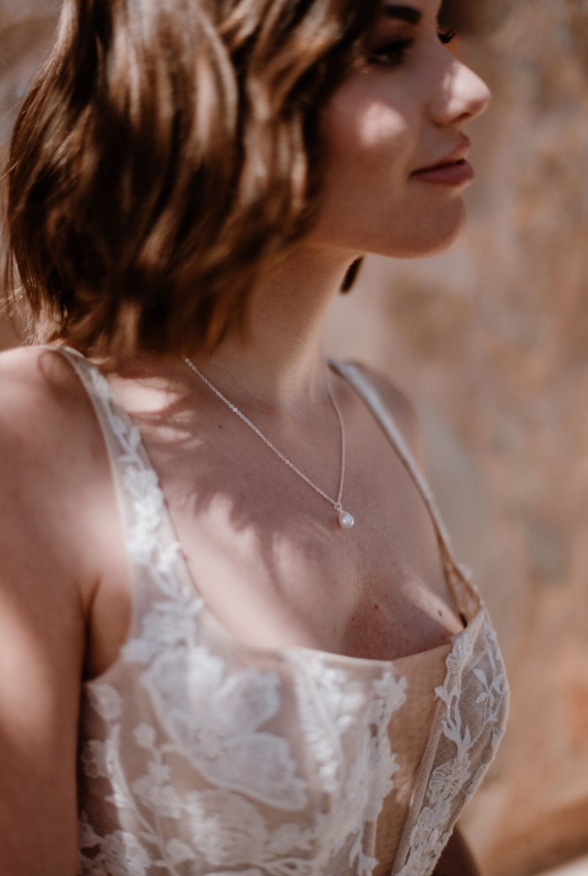 Braut Perlen Schmuckset – Edelstahl Creolen & Kette mit abnehmbaren Perlenanhängern | In Gold oder Silber, handgefertigt