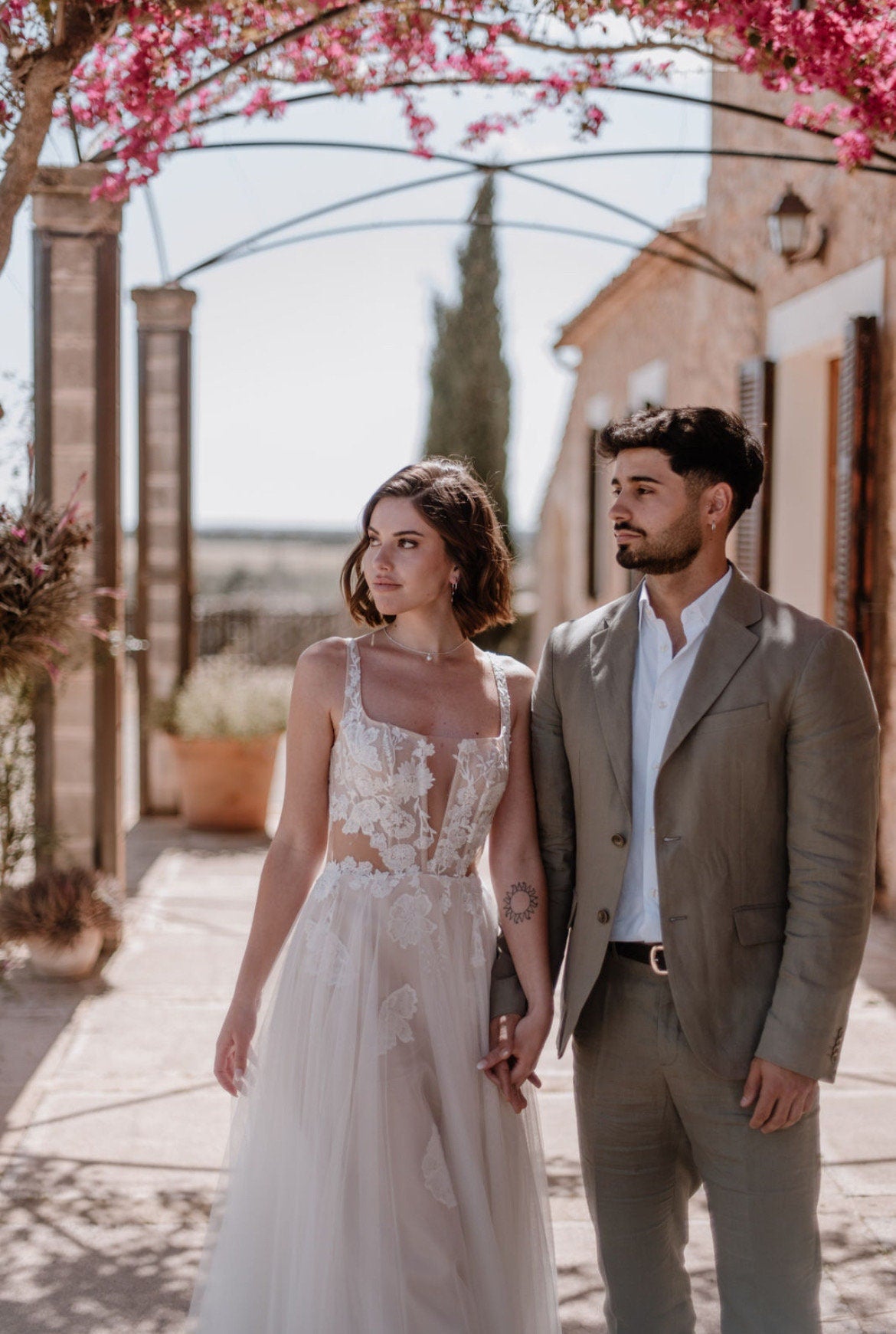 Braut Perlen Schmuckset – Edelstahl Creolen & Kette mit abnehmbaren Perlenanhängern | In Gold oder Silber, handgefertigt