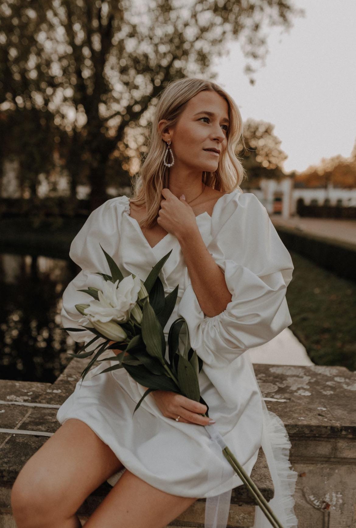 Braut Halskette Y Lariat Glasperlen – filigrane Edelstahlkette für den Hochzeitslook in Gold oder Silber