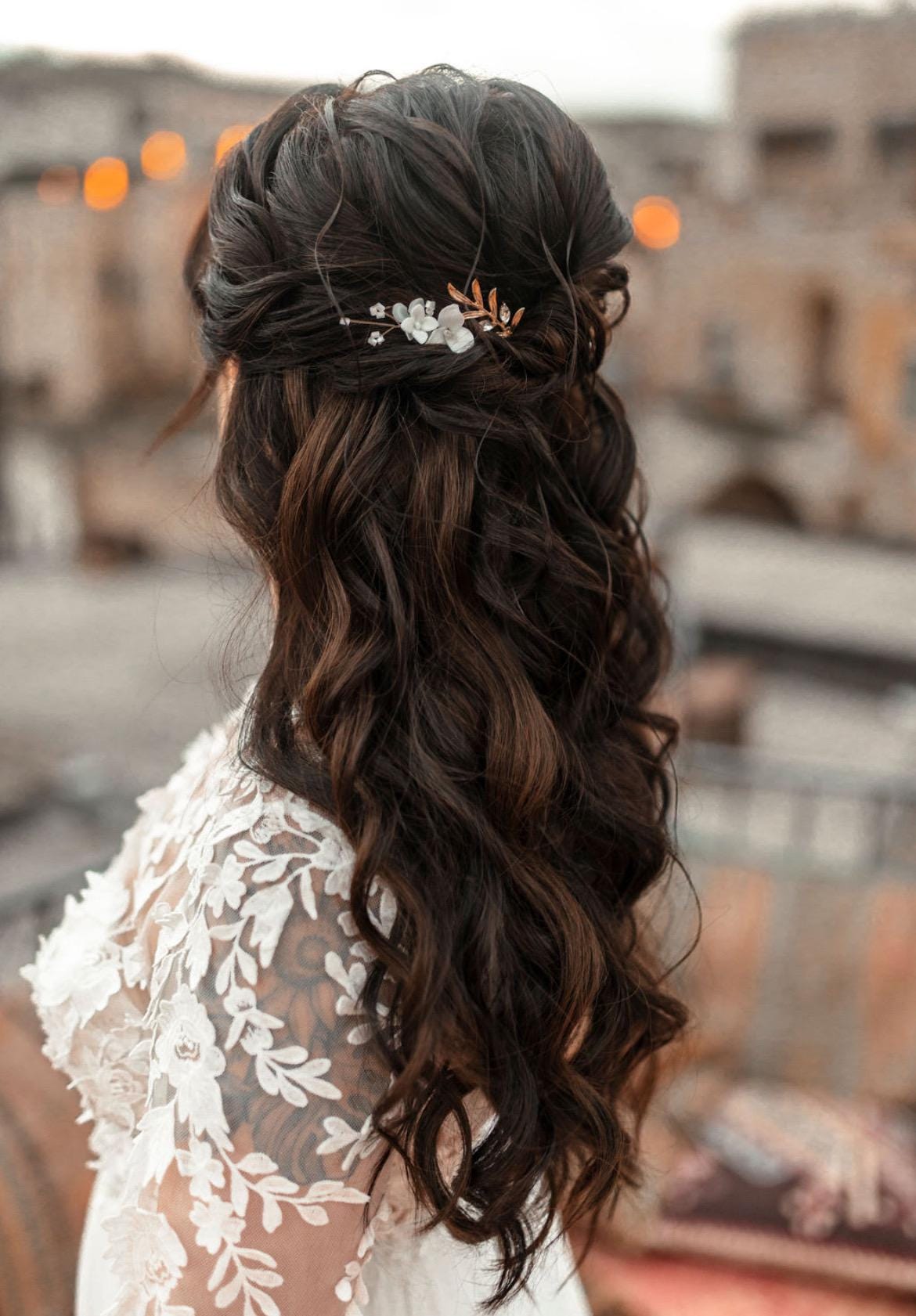 Goldene Blätter Haarnadeln – Filigraner Braut Haarschmuck für natürliche Hochzeitslooks