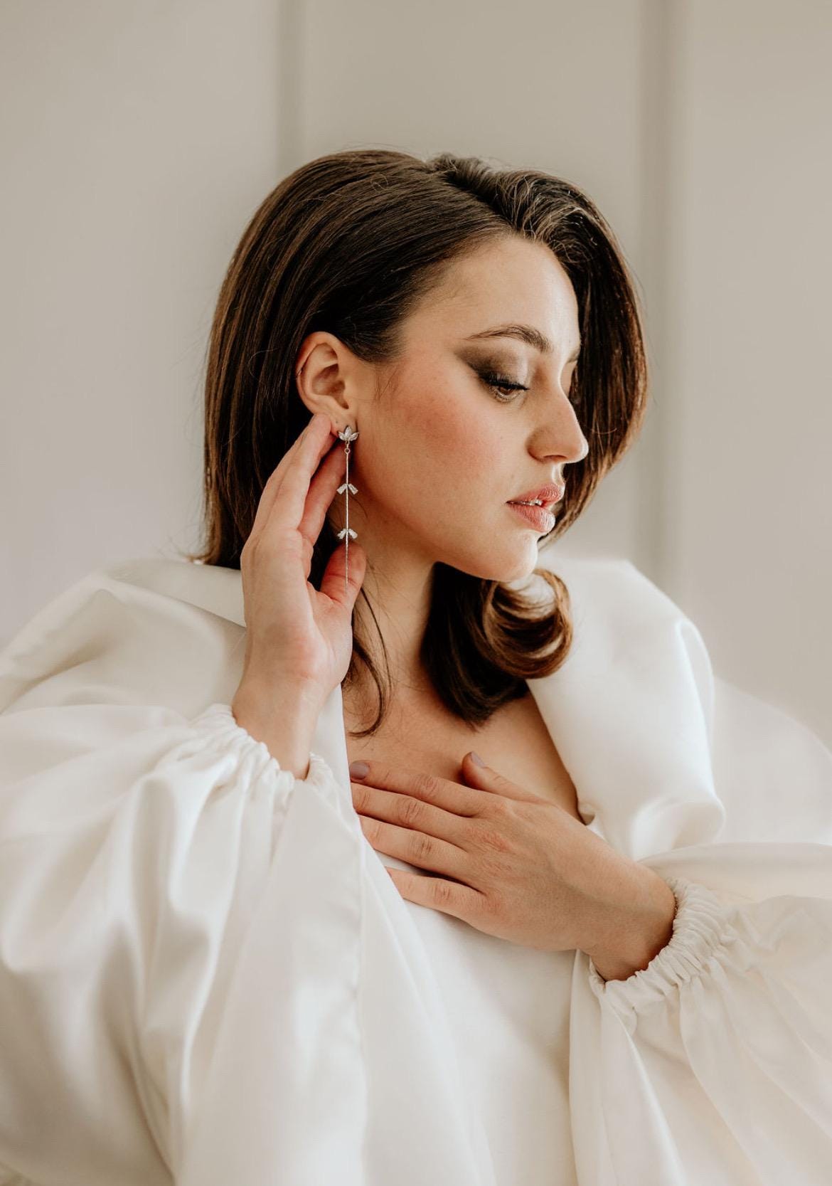 Lange Ohrringe Glitzer – elegante Edelstahl Ohrstecker in Gold oder Silber für besondere Anlässe