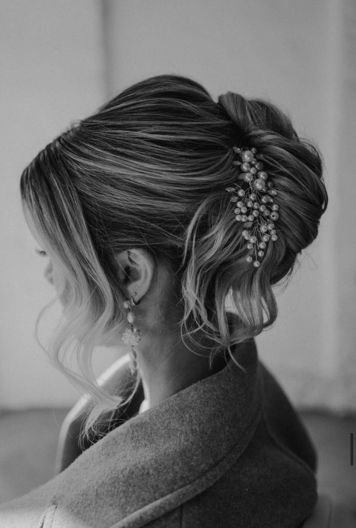Eleganter Brauthaarschmuck mit Perlen – Klammer in Gold, Silber oder Roségold