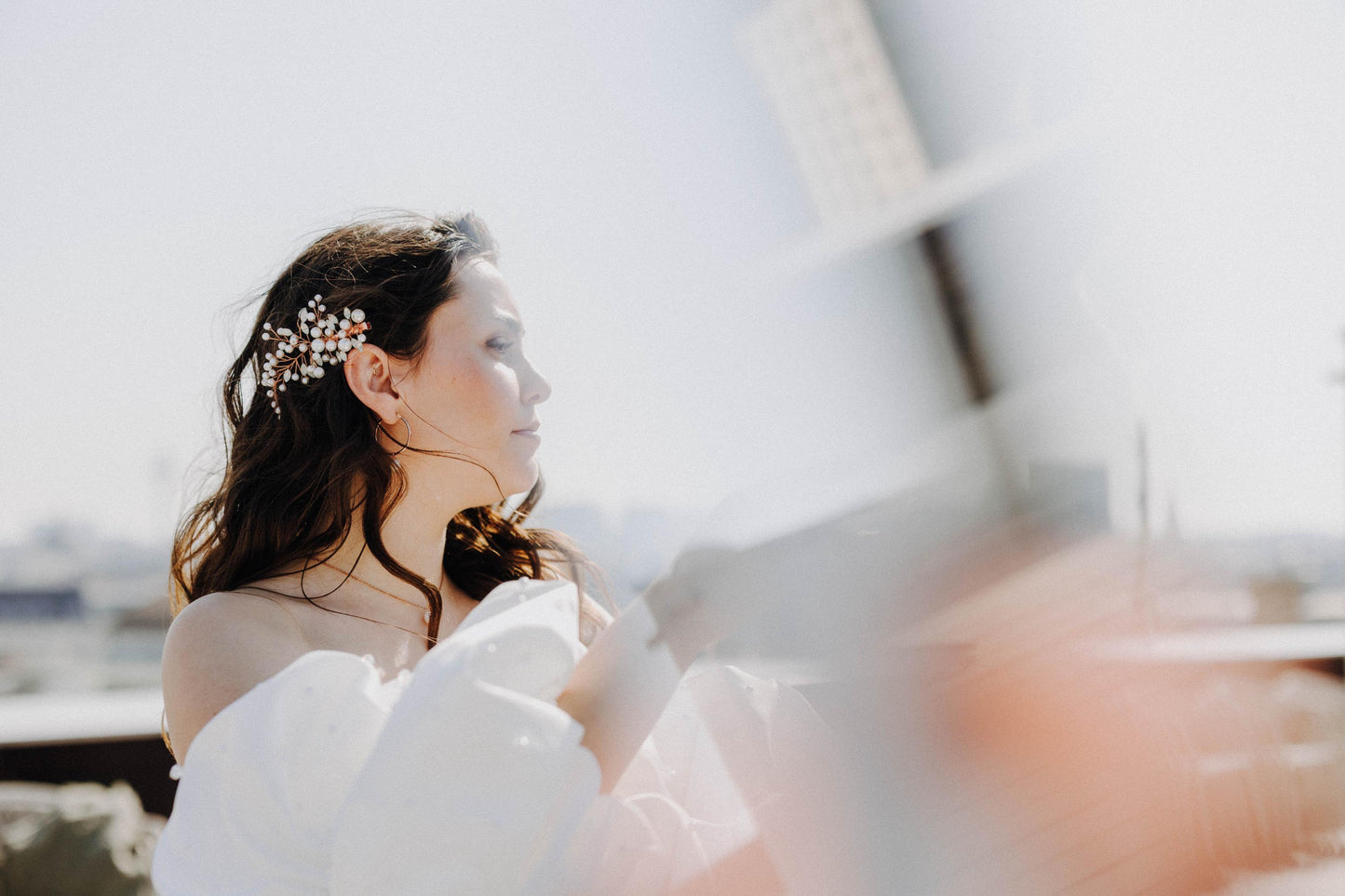 Eleganter Brauthaarschmuck mit Perlen – Klammer in Gold, Silber oder Roségold