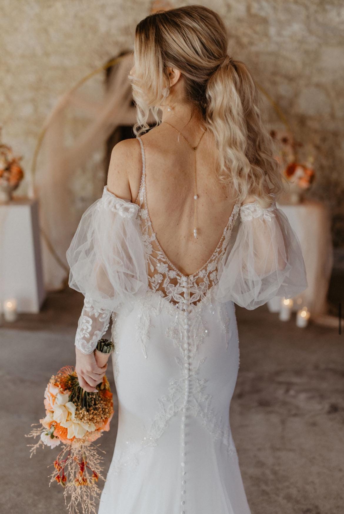 Vergoldete Rückenkette mit Süßwasserperlen – Handgefertigt & abnehmbar | Edelstahl in Gold, Silber oder Roségold