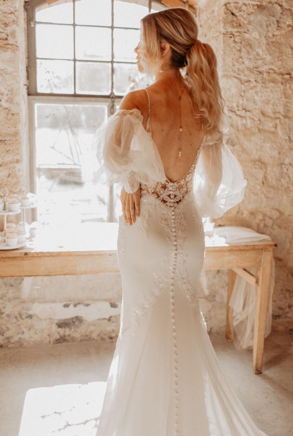 Vergoldete Rückenkette mit Süßwasserperlen – Handgefertigt & abnehmbar | Edelstahl in Gold, Silber oder Roségold