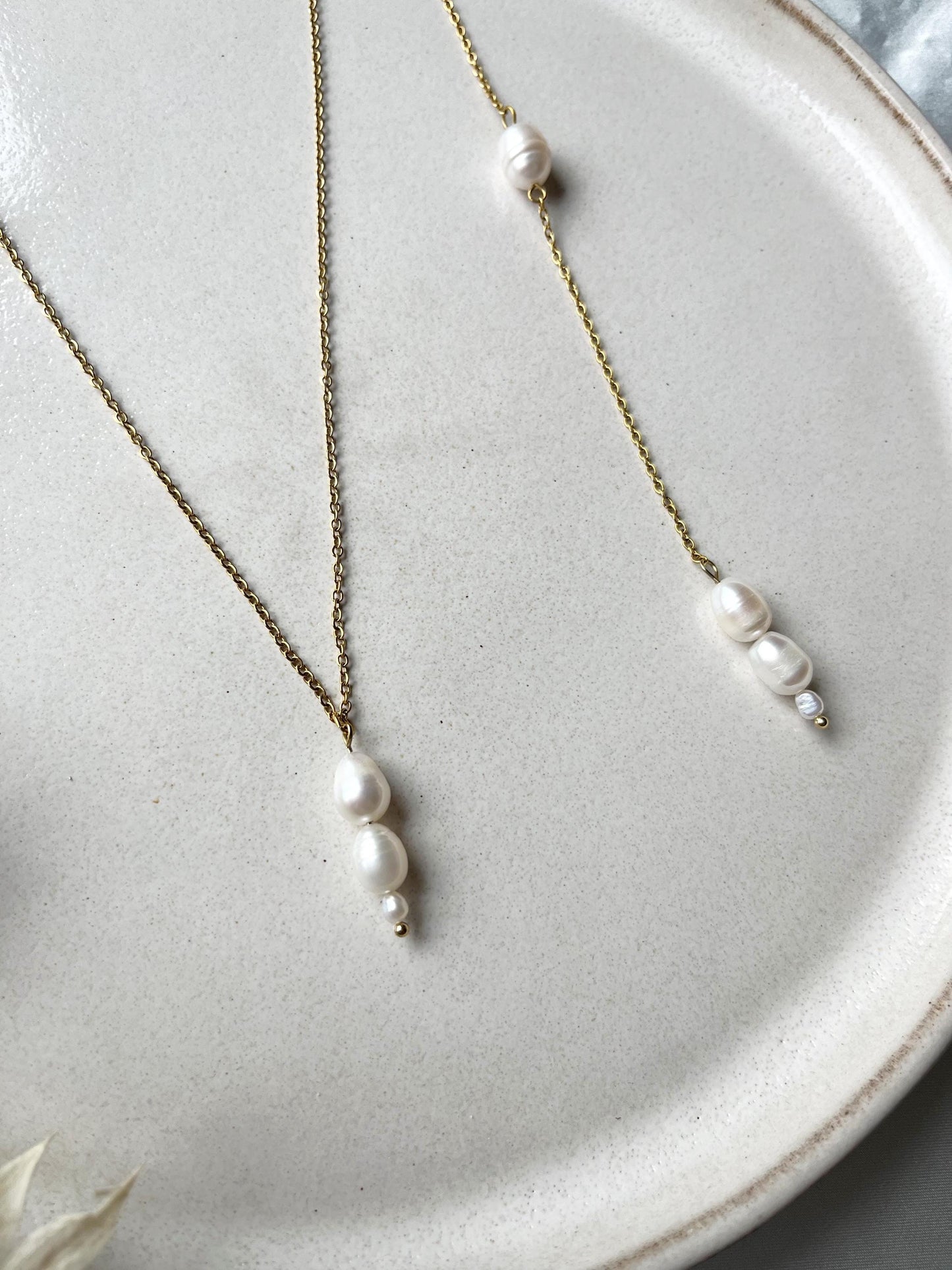 Vergoldete Rückenkette mit Süßwasserperlen – Handgefertigt & abnehmbar | Edelstahl in Gold, Silber oder Roségold